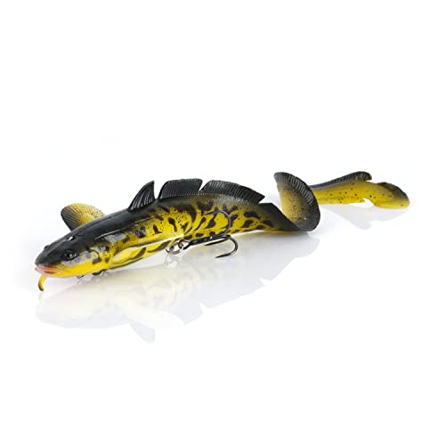 Savage Gear 3D Burbot Ribbontail Fishing Bait, 3 oz, Walleye, Realistic Contours & Movement, Durable Construction, Hybrid Line Thru Design, Built-in Glass Rattle, Available in 3 Sizes