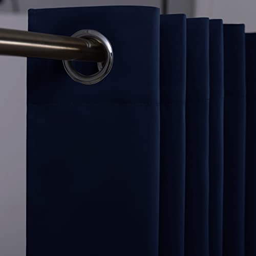 Image of JUPON Silk Blackout Curtain Pack Of 1 Piece With 3 Layers Weaving Technology & Solid Grommet Curtains Pattern /Thermal Insulated Draperies Energy Saving (W 44 inch X 60 inch L) Indigo Navy