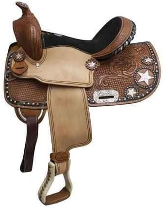 Leather Western Barrel Racing Horse Saddle Handmade Premium Comfort Horse Saddle for Best RidingTrail Equestrian Tooled Carved Size: 10-18 inches Seat Available, UG06