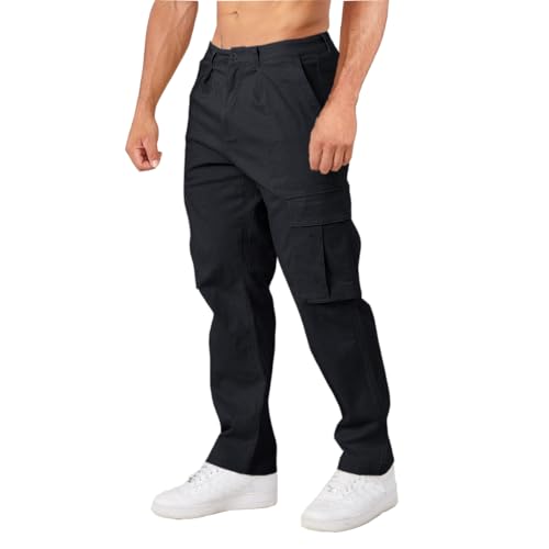 THWEI Cargo Pants for Men Casual Cotton Lightweight Relaxed Fit Stretch Elastic Waist Work Pants2