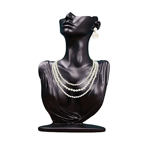 Papinimo Black Resin Jewelry Mannequin Bust Necklace Display Earring Pendant Chain Display Stand Model Holder for Shows Selling Home Decor
