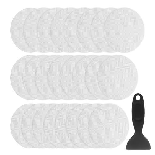 QUARKZMAN 24 Piezas de Pegatinas Antideslizantes para Bañera Ducha Piso 4 Cinta Adhesiva Antideslizante Estilo Ovalado con Raspador para Baño Cocina Escalones de Bañera, Blanco