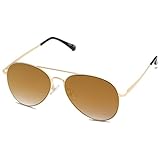 SOJOS Classic Aviator Sunglasses for Women Men Metal Frame Spring Hinges SJ1030, Gold/Brown