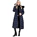 TAHARI Nellie Womens Removable Faux Fur Trim Long Down Coat Jacket Navy Size M
