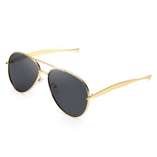 SODQW Oversized Aviator Sunglasses for Women Men Trendy Metal Sun Glasses With Double Bridge UV Protection