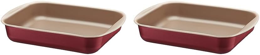 Tramontina Brasil 28cm 3.3L Red Aluminum Deep Roasting Pan with Interior and Exterior Starflon Max PFOA Free Nonstick Coating (Pack of 2)
