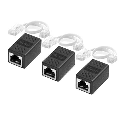 Menewstart RJ11 to RJ45 Cable Adapter 8 inches, 3 Pack, Phone Jack Line 6P4C to Ethernet 8P8C Coupler, RJ45 Female to RJ11 Male for Landline Telephone Service