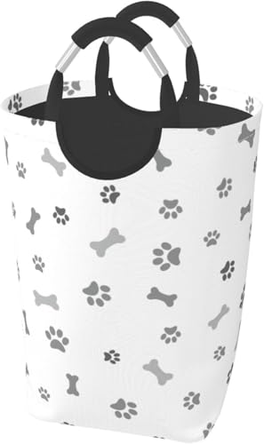 ランドリーバスケット 犬の足跡 ?犬の骨 折りたたみ 収納ランドリーボックス 雑貨 おもちゃ収納バッグ 寝室、洗濯室、 バスルームのための脱衣かご 耐久性 持ち手付き ランドリーかご