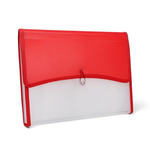 Image of 13-Pocket Expanding File Organizer | Durable Accordion Folder for Documents, Certificates, and Office Use | Red