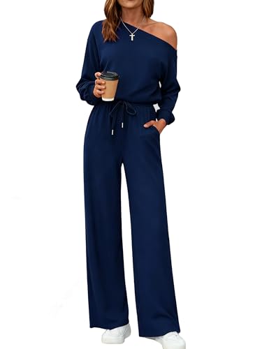 chicyes Women's Jumpsuits Dressy Long Sleeve One Off The Shoulder