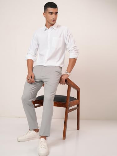 Image of Highlander Men's Slim Fit Formal Trousers | Ankle Length |Smart Trousers for Men | Chino Trousers for Men|Elegant Design | Comfortable Fabric for Daily Work & Formal Occasions