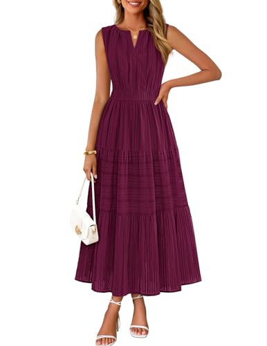 MEROKEETY Spring Summer Midi Dresses for Women 2026 Casual Beach