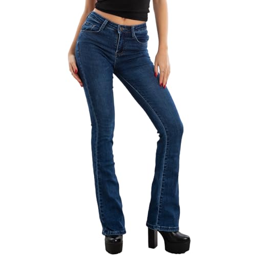 Toocool Jeans Donna Pantaloni Skinny Push up Zampa Elefante Campana XM-986 [XL,Blu Scuro]