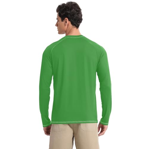 Safari Green Men's UPF 50+ Swim Shirts Quick Drying Long Sleeve Long Sleeve UV Sun Protection Beach2