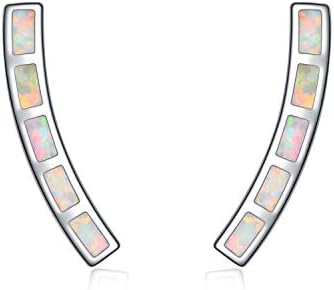 WINNICACA Opal Earrings Sterling Silver Bar Climber Crawler Cuff Earrings for Women Girls Gifts Jewellery