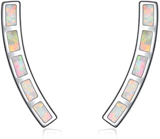 WINNICACA Opal Earrings Sterling Silver Bar Climber Crawler Cuff Earrings for Women Girls Gifts Jewellery
