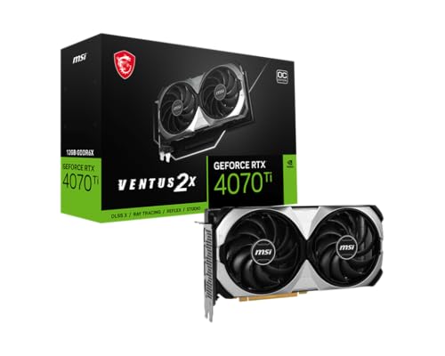 MSI GeForce RTX 4070 Ti Ventus 2X 12G OC Carte Graphique - 12 Go GDDR6X (21 GB/s, 192-bit), PCIe 4.0-2 x Ventilateurs TORX 4.0 - HDMI 2.1a, DisplayPort 1.4a