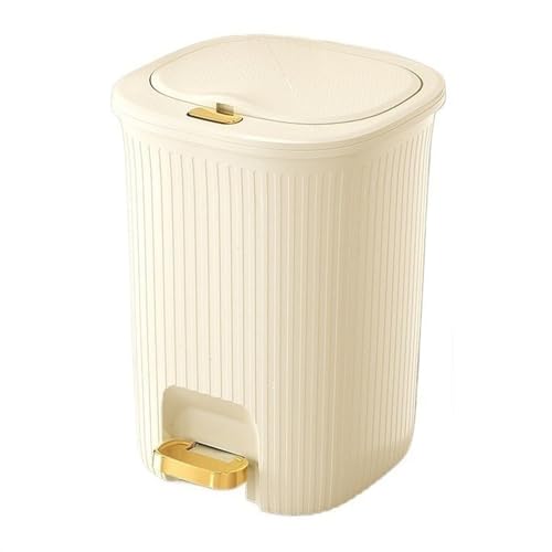 Bote de basura plástico con tapa blanco 8L miniatura 1