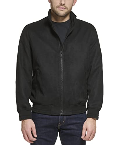 DKNY Men's Modern Knit Collar Bomber Jacket, Black...