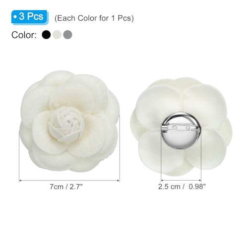 Image of PATIKIL Camellia Fabric Pin, Flower Brooch Artificial Flowers Brooches for Women Girls Cloth Wedding Party Decor Accessories Jewelry Gift