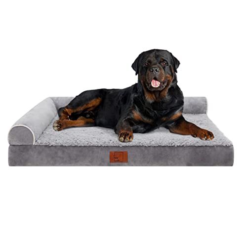 Bolster Dog Bed for Extra Large Dogs, Memory Foam Orthopedic L-Shape Dog beds with Removable Washable Cover, Cozy Plush Pet Bed with Waterproof Lining and Nonskid Bottom - image 7