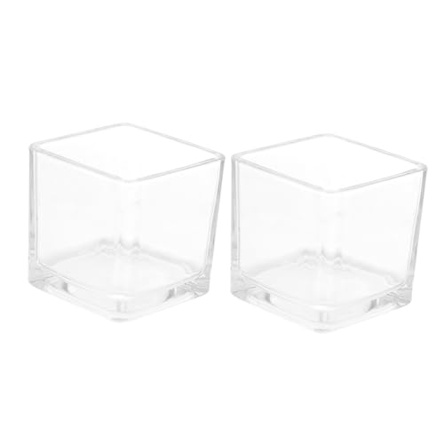 STOBAZA 2 Piezas Vasos de Vela de Vidrio Transparente Recipientes para Aromaterapia Diseño Cuadrado Bodas y Decoraciones de Hogar