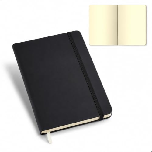 Caderno Sem Pauta A5 Premium 80 Folhas 14x21 Capa Dura com Elástico Preto