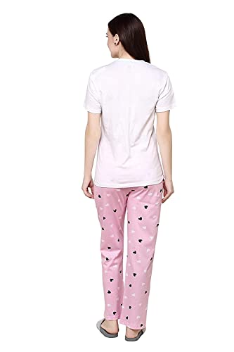 Image of Evolove Women's Cotton Round Neck Short SleevesNight Suit Set /Top Pyjama Set Super Soft Comfortable (Nightsuit-Round-HS-4)