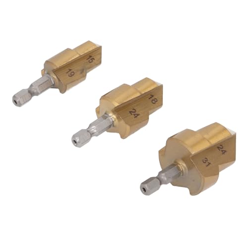 Keenso Ala de Tubería Precisa -Bit -Set Herramienta de Contador de Acero de Alta Velocidad para Profesionales Sanitarios 3 PCS Set PPR