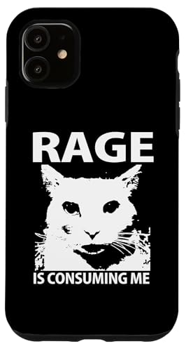 Custodia per iPhone 11 Rage is Consuming Me Silly Staring Cat Meme