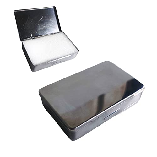 Metal Hinged Stainless Steel Mini Portable Small Box Storage 2x4x0.9 inch, Silver (222)