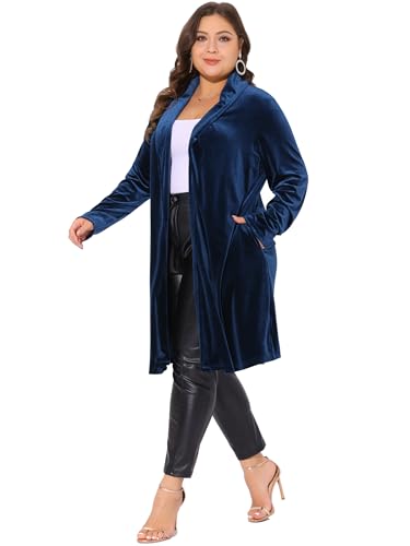 Agnes Orinda Plus Size Velvet Blazers Jackets for Women Casual Lapel Suit Office Work Blazer3