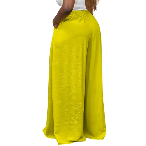 Casual Loose High Waist Wide Leg Pants for Women Solid Semi Formal Flowy Palazzo Pants Lounge Trousers with Pockets3
