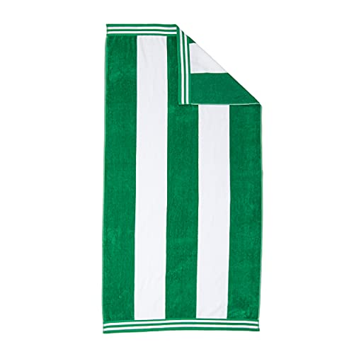 Superior Cotton Nautical Stripe Beach Towels, Colorful Towels for Adult, Kid, Pool, Swimming, Sand, Travel, Large Oversized, Absorbent, Fast Drying, Bath Basics, Cabana Collection, 1 Piece, Dark Green