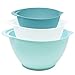 ToCi 3-teiliges Rührschüssel Set - Backschüssel Schüssel Set mit Ausgießer | Rührtopf aus robustem Kunststoff | Spülmaschinengeeignet | Füllmenge 1 L, 2 L, 3 L (3-teilig - blau)