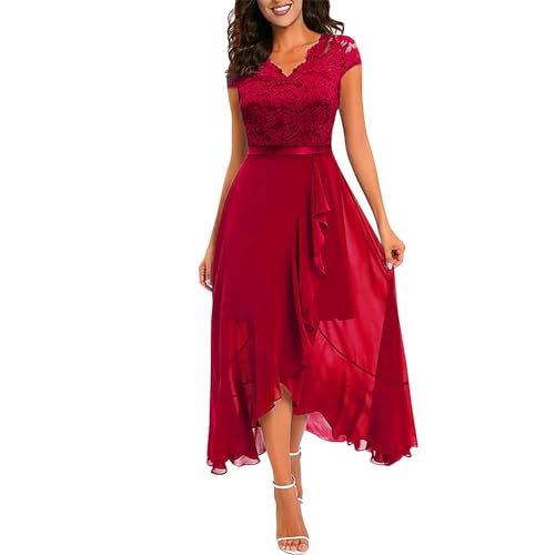 Robe de bal longue en mousseline rose taille S robe soirée dentelle