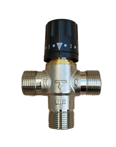 Valvola Miscelatrice Termostatica Regolabile 20-65°C in Ottone Cromo plus, DN20 3/4" per Impianti Solari, Bagni e Cucine - Sicura e Facile da Installare