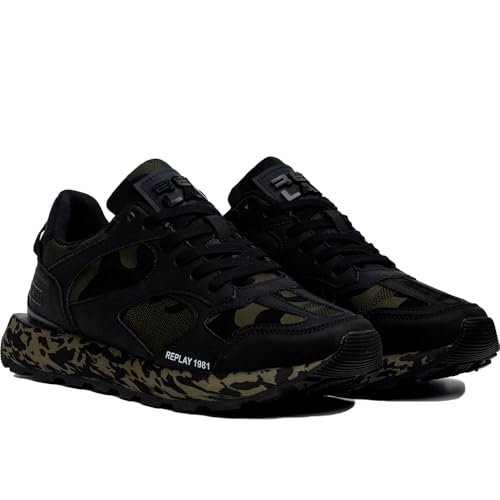 Replay Zapatillas Dean Covert para Hombre, 2138 Camo Green, 44 EU, 2138 Camo Green, 44 EU