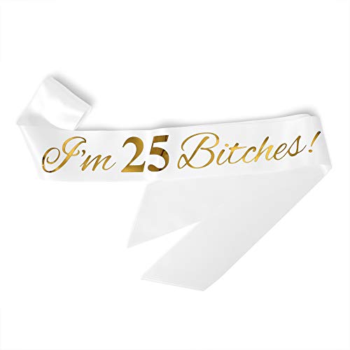 Adbetty"I'm 25 Bitches!" Sash - 25Th Birthday Sash 25 Birthday Gifts Birthday Party Favors, Supplies And Decorations #TOP1
