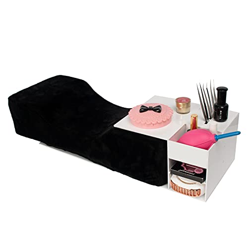 mlogiroa U-Shaped Eyelash Extension Pillow with Acrylic Eyelash Shelf Organizer Detachable Eyelash Cabinet Shelves Stand for Eyelash Grafting(Pillow&Shelf)
