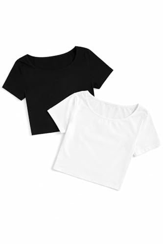 Image of KERI PERRY Tops for Women Crop Top for Women's Tank Activewear Tee Sports Work Out Wear Casual Round Neck Cotton Camisole Pack of 2