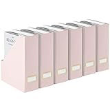 BLU MONACO Foldable Pink Magazine Holder with Gold Label Holder - Set of 6 - Cardboard Magazine File...