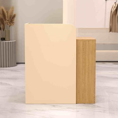 Reception Desk Negotiation Table con paneles privados y cajones bloqueables Contador de recepción de pie para Lobby Store BusinessAlmond Finish