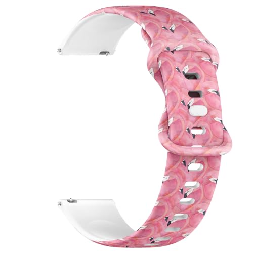 Compatible with Garmin Fenix 7/7 Pro, Fenix 6/6 Pro, Fenix 5/5 Plus, Epix (Gen2) / Epix Pro (Gen2), 22mm Sport Watch Band (Watercolor Pink Flamingo) Silicone Soft Strap Bracelet