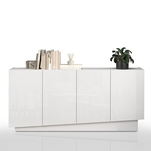 WHOUS Buffet Vela pour Salon avec 4 Portes et 4 Compartiments, bahut pour Cuisine et Salle à...