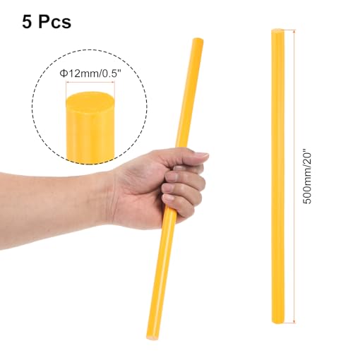 Image of uxcell 5 Pcs Plastic Rods 12 x 500mm Round Solid ABS Styrene Stick for DIY Toys Building Architectural Model Making, Yellow