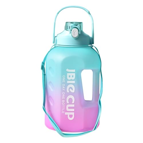 Botella De Agua Deportiva, 3L Botella De Agua Gimnasio Con Paja Y Mango, Botellas Deportiva De Plástica Con Marcador De Tiempo, Garrafa A Prueba De Fugas Para Gimnasio, Camping, Viajes (azuls)