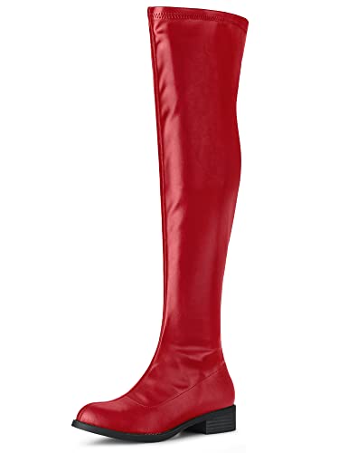 Allegra K Women's Thigh High Boots Low Block Heel Fashion Over the Knee High Boots