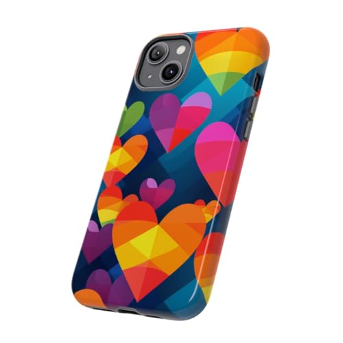 Coque rigide iPhone 14 Plus cœurs géométriques colorés brillant idée cadeau - 2