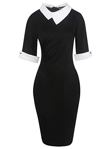 oxiuly Women's Retro Bodycon Knee-Length Formal Office Dresses Work Pencil Dress OX2763